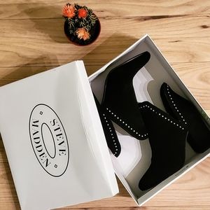 Steve Madden Rockstar Black Suede Booties NWT